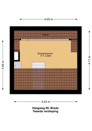 Plattegrond - Haagweg 90, 4814 GG Breda - Tweede verdieping - 2D.jpg